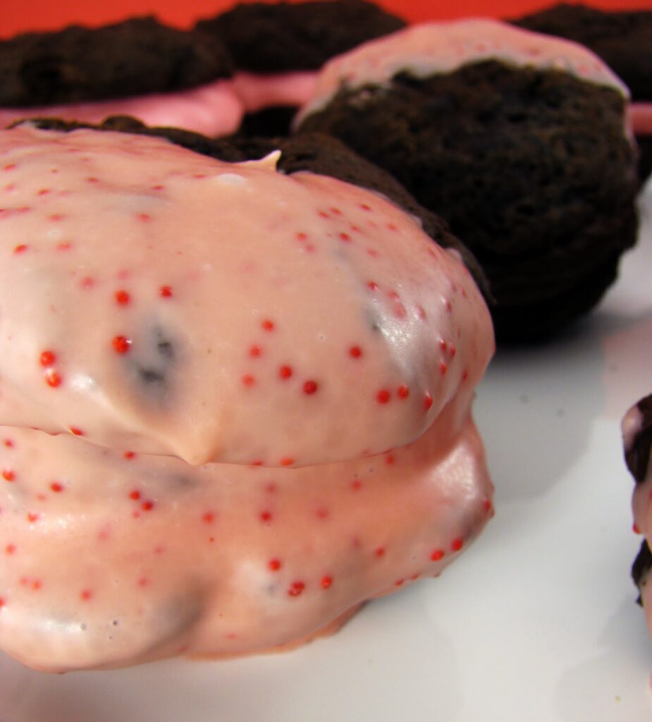 whoopie pie dipped in peppermint chocolate
