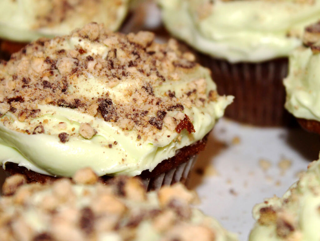 Mountain Dew Cupcakes covered with Cookie Crumbs