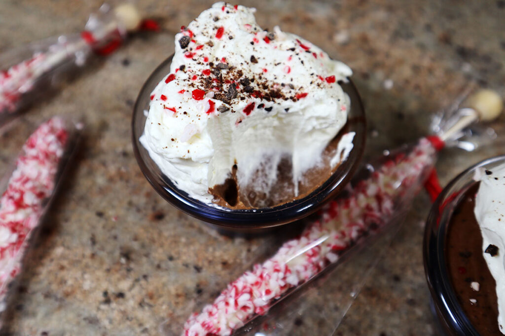 CHocolate Mint Mousse  and Peppermint Sticks