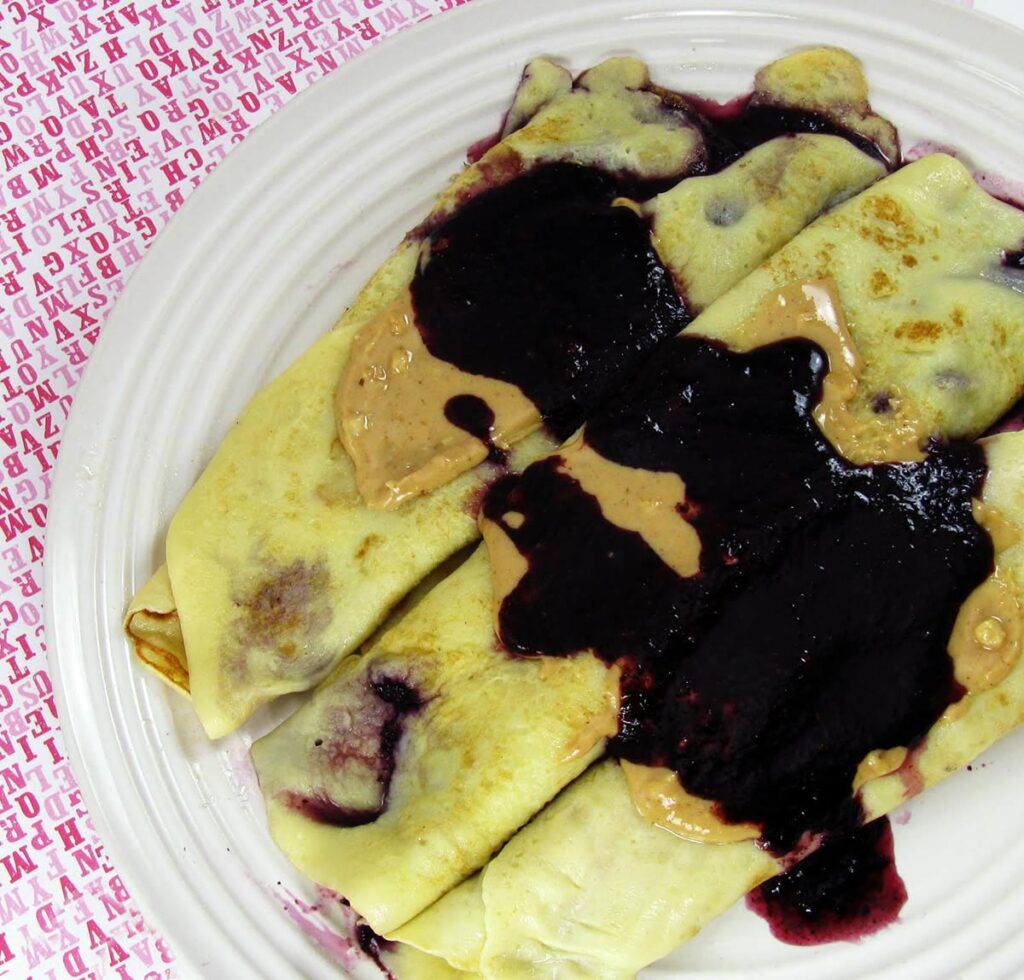 Peanut Butter and Blueberry Jam Crepes