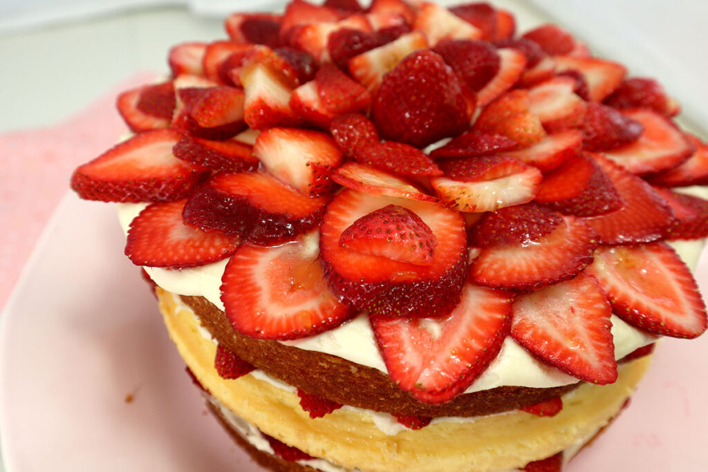 strawberries and cream cake