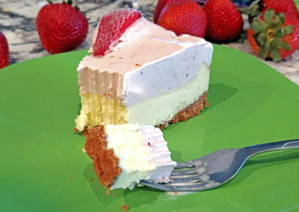 Slice of Strawberry Ice Cream Cheesecake