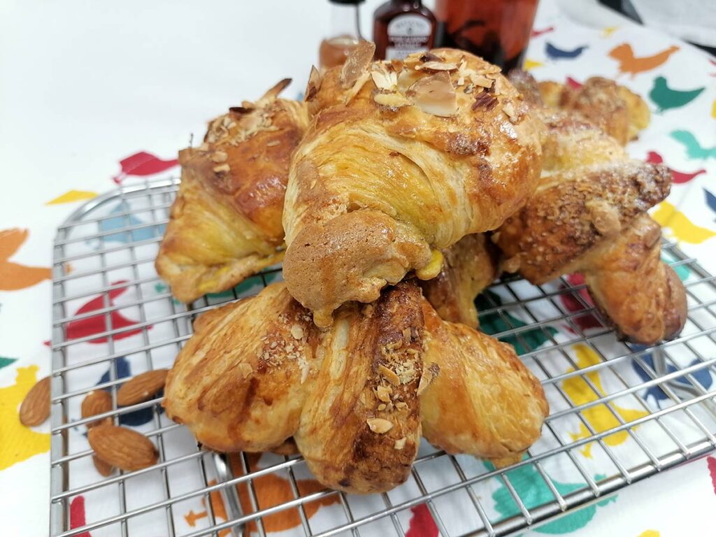 stacked croissants almonds