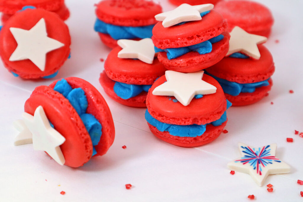 Red White and Blue Macarons