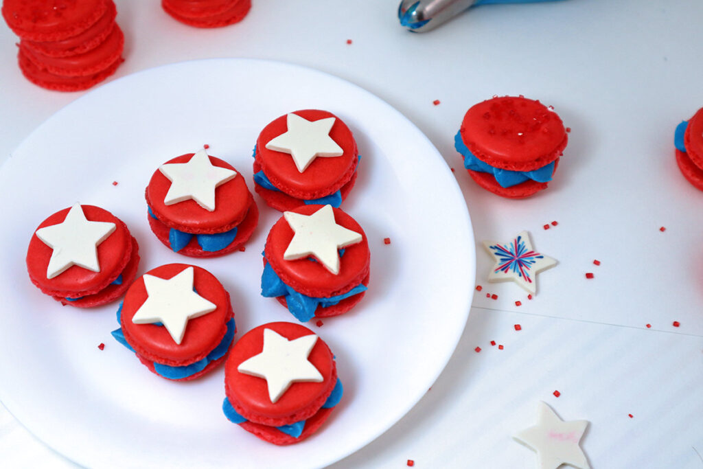 The Perfect Time of Year for Red, White and Blue Macarons {Happy Birthday America!}