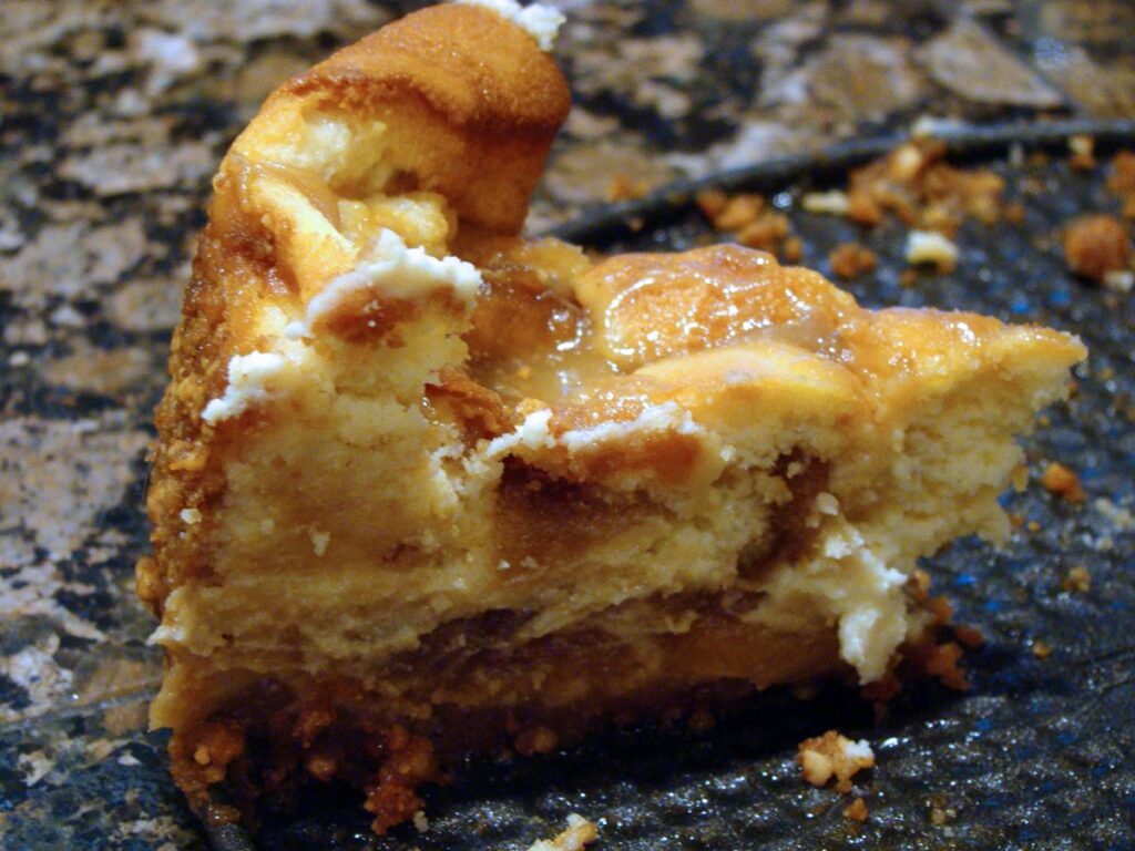 slice of dutch apple cheesecake