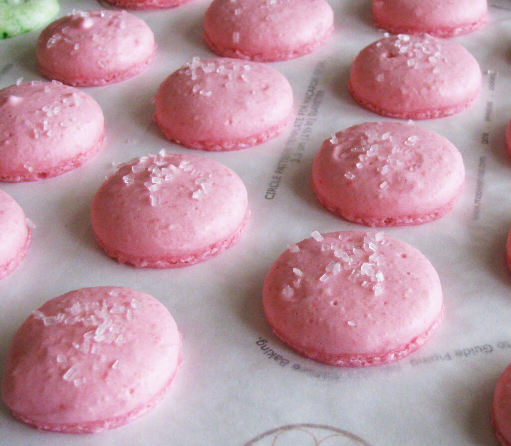 Bubblegum Macarons After Baking