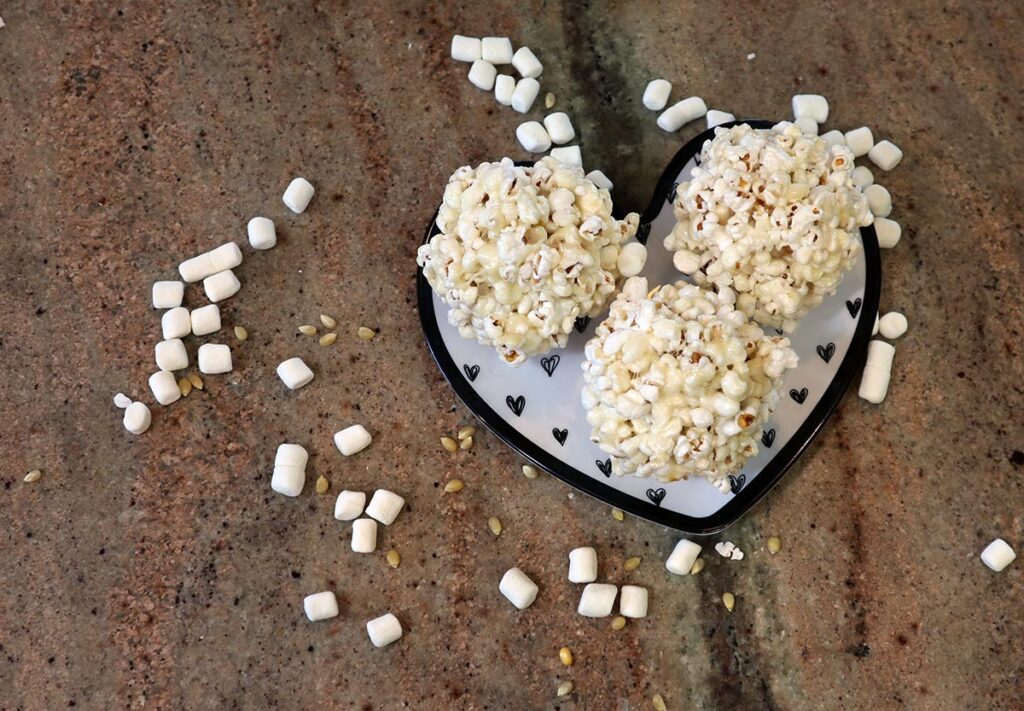 Popcorn balls on a plate