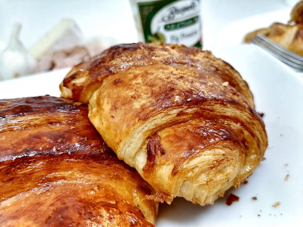 baked brie croissants closeup