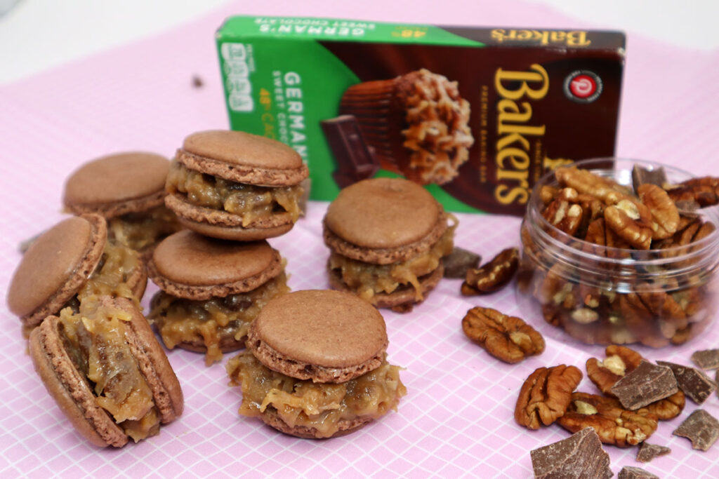 German Chocolate Macarons