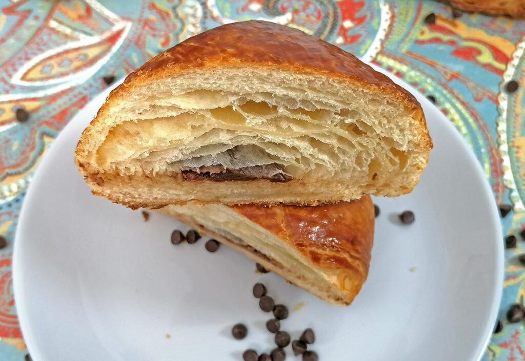 Pain au Chocolat Recipe Cut Open inside Croissant