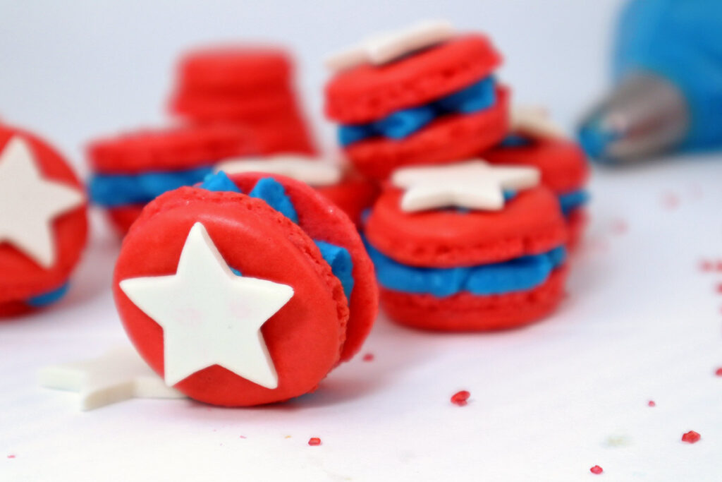 The Perfect Time of Year for Red, White and Blue Macarons {Happy Birthday America!}