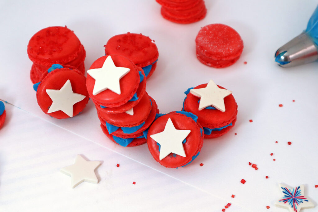 Red White and Blue Macarons