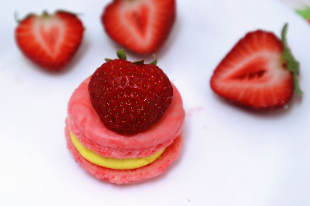 Single Strawberry Lemon Macaron