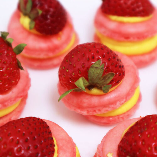 Recipe for The Almighty Perfect Bite: Red & Yellow Strawberry Lemon Macarons