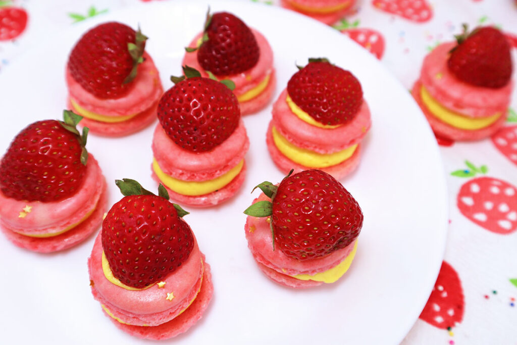 Lemon Strawberry Macarons